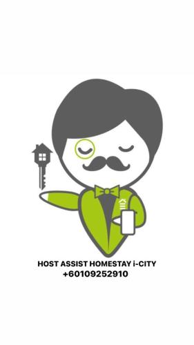 a cartoon man with a moustache and a knife at Host Assist Homestay by HA i-City in Shah Alam