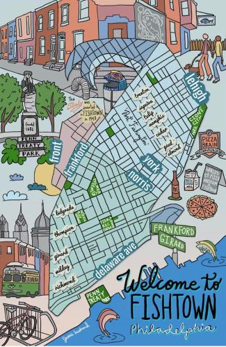 a map of the city of bilbourg with sights at Artsy Hidden Gem - FREE PARKING in Philadelphia