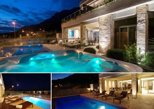 a collage of photos of a house with a swimming pool at Villa Jolara With Pool - Deluxe Suite 13 in Mimice