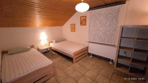 1 dormitorio con 2 camas en una habitación en Holiday Apartment, en Oberveischede