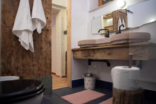 a bathroom with a sink and a mirror at Zummer Frei Casa Vacanze Terra in Pieve di Cadore