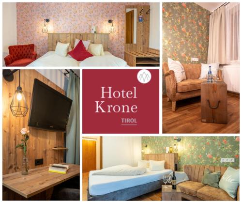 A bed or beds in a room at Hotel Krone Tirol