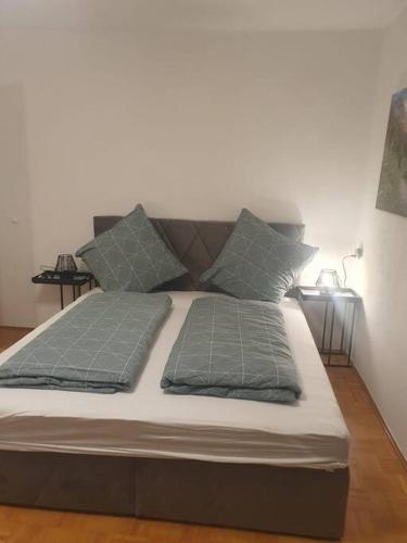 1 cama en una habitación con 2 almohadas en ST4 Apartment en Triberg