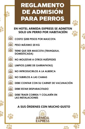 a flyer for a restaurant with a list of the menu at Hotel Armida Guaymas in Guaymas
