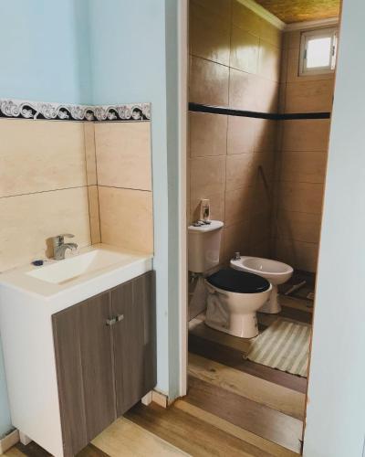 a bathroom with a sink and a toilet at HOSPEDAJE LA NORMA in Paso de los Libres