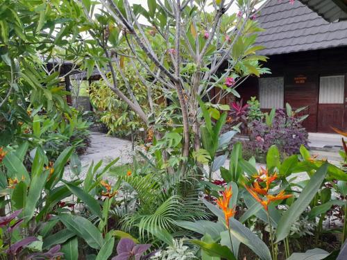 a garden of flowers and plants in front of a house at Puri Lestari Official in Sorongjukung