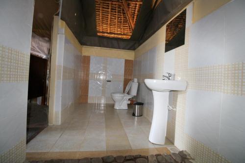 een badkamer met een wastafel en een toilet bij Orng'atuny Mara King Camp in Masai Mara