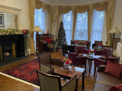 a living room filled with furniture and a christmas tree at Ravna Gora in London