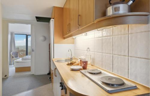 a kitchen with a counter with a sink and a counter top at Fan Bad, Lejl, 71 in Fanø