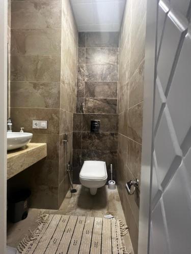 ein Bad mit einem WC und einem Waschbecken in der Unterkunft Park Azure 11523 in Baku