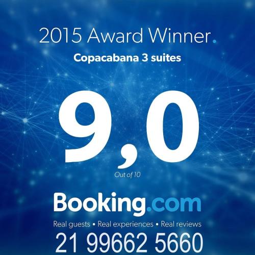 a poster for a award winner with the number at Studio completo na praia de Copacabana com ar, wifi, netflix, até 4 pessoas, FUNDOS CLARO E SILENCIOSO, pauloangerami PJ135 in Rio de Janeiro