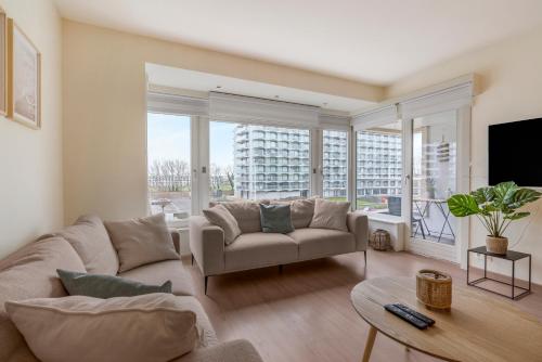 Χώρος καθιστικού στο Beautiful spacious apartment 100m from the beach with 2 terraces & private garage box