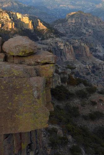 a view of a canyon with rocks and trees at Hotel Mansion Tarahumara in Areponapuchi