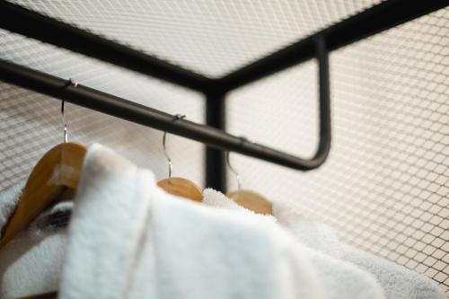 a close up of a piece of paper on a rack at Hotel Roshe Gudauri in Gudauri