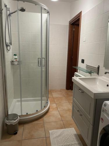 福薩切西亞的住宿－Bellavista，带淋浴和盥洗盆的浴室