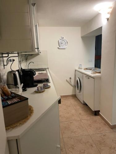 eine Küche mit einer Spüle und einer Waschmaschine in der Unterkunft Mini appartamento” La Casetta” in Cosenza