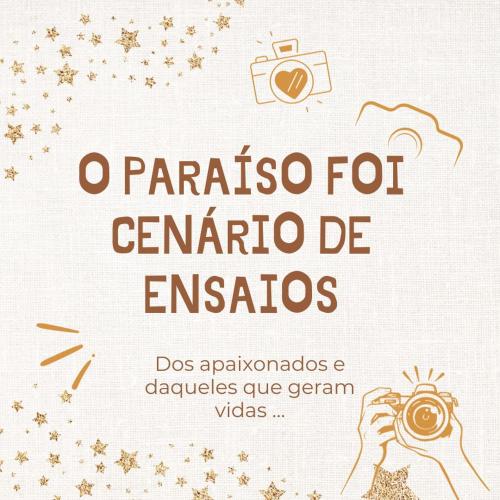 a poster for a photographer with a camera and stars at Paraíso do Salto in Lages