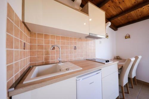 een keuken met een wastafel en een aanrecht bij Apartments Vesna - 200 m from beach in Bibinje