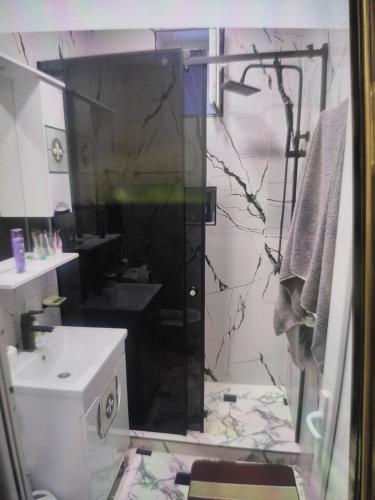 a bathroom with a shower and a sink at Argavand home in Yerevan