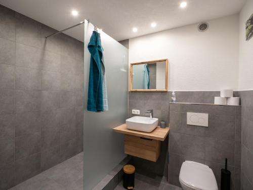 a bathroom with a sink and a toilet at Appartement Torblick in Ellmau