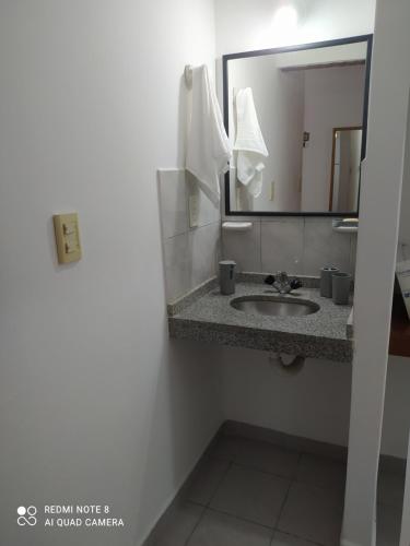 a bathroom with a sink and a mirror at La Estación Departamento in Concepción del Uruguay