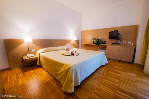 a hotel room with a bed and a television at Schio Hotel in Schio