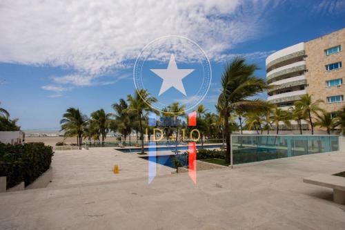 a star sign in front of a building at Condominio frente al mar con acceso directo a la playa Morros 922 in Cartagena de Indias
