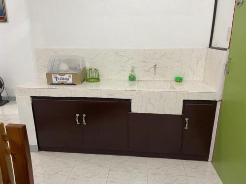 a bathroom counter with a sink in a room at The Tamarind Tree in Puerto Princesa City