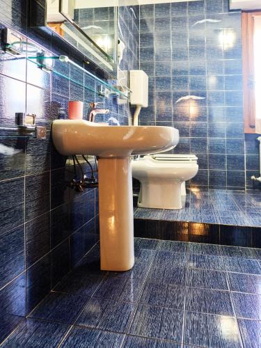 a bathroom with a sink and a toilet at A casa di Titti Arezzo in Arezzo