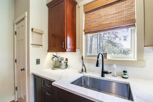 a kitchen with a sink and a window at Lake Livin Lodge Cashiers Retreat with Mtn Views in Cashiers