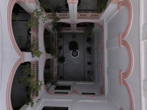 an overhead view of a building with a door at Kanhaia Haveli in Pushkar