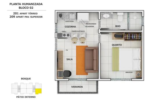 伊塔蒂亞亞的住宿－Apart Sol Nascente，房屋的平面图