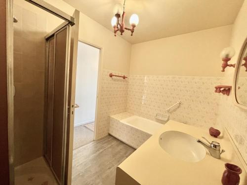une salle de bain avec un lavabo et une douche dans l'établissement Vintage Apartment by Welcome to Cannes, à Cannes