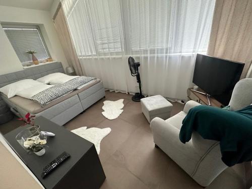 Posteľ alebo postele v izbe v ubytovaní Apartmán s vírivkou v centre - Banská Bystrica