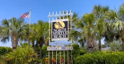 a large sign for the north killeyre beach resort at 1408 Perrin Dr, Unit D - Ocean Walk Sleeps 8 in Myrtle Beach