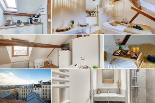 un collage de photos d'un appartement dans l'établissement Élégance à la Versailles, à Versailles