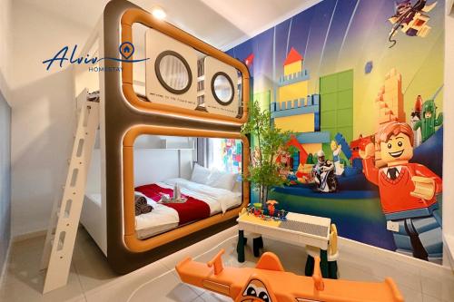 Una cama o camas en una habitación de The Shore Kids Wonderland I Family 6-10pax I Kids Friendly I JonkerSt