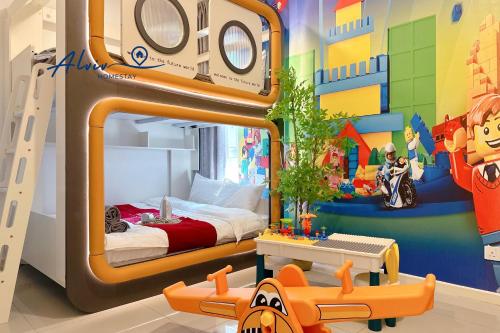 Una cama o camas en una habitación de The Shore Kids Wonderland I Family 6-10pax I Kids Friendly I JonkerSt