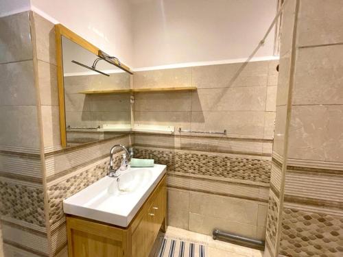 ein Bad mit einem Waschbecken und einem Spiegel in der Unterkunft Appartement Dans Immeuble Haussmanien in Alger