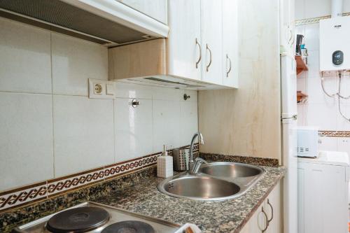 cocina con fregadero y encimera en apartamento torrijiano, en Sevilla