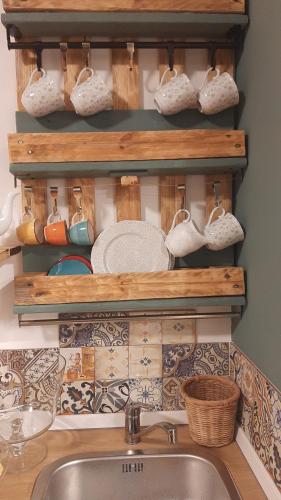 cocina con fregadero y estante con zapatos en QuiVago, en Ripe San Ginesio