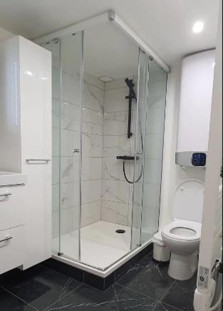 une salle de bain avec douche et toilettes dans l'établissement Chez vous au coeur de Paris Convention - Vaugirard, à Paris