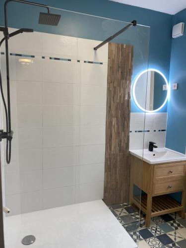 une salle de bain avec douche et lavabo dans l'établissement Royal Navy, à Dunkerque