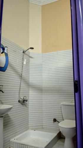 a bathroom with a tub and a toilet and a shower at فندق هاميس in Cairo