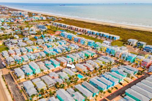 an aerial view of a resort near the beach at Friday Life in Port Aransas