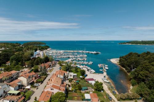 - une vue aérienne sur un port avec des bateaux dans l'eau dans l'établissement Costa Premium, à Funtana