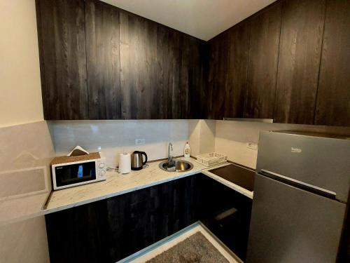 una piccola cucina con lavello e microonde di New York - Central Point a Podgorica