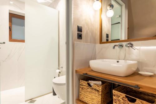 a bathroom with a sink and a toilet at 5 Raches Suites in Arachova