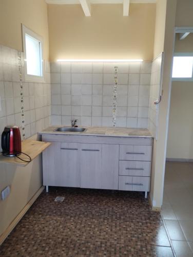 een kleine keuken met een wastafel in de kamer bij Departamento Mendoza in Villa Hipódromo