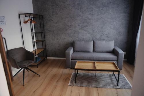 a living room with a couch and a chair at MD luxury in Bruges
